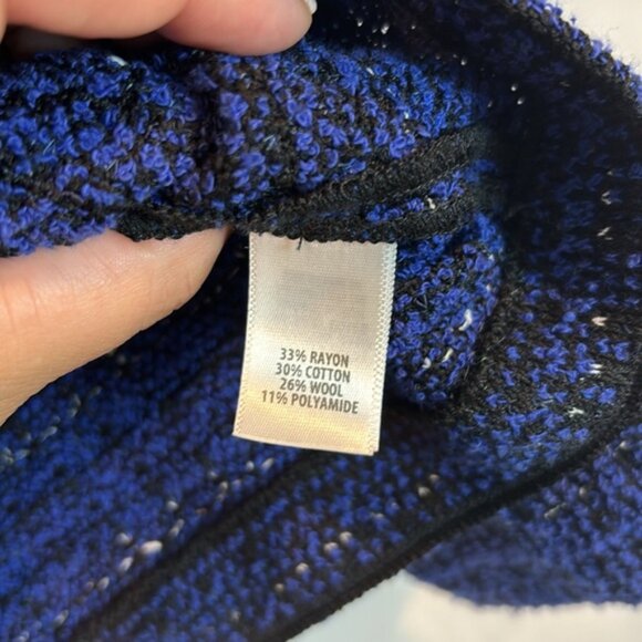 St John Women’s Knit Full zip blue tweed fringe sweater size 14 workwear luxury - Picture 8 of 12